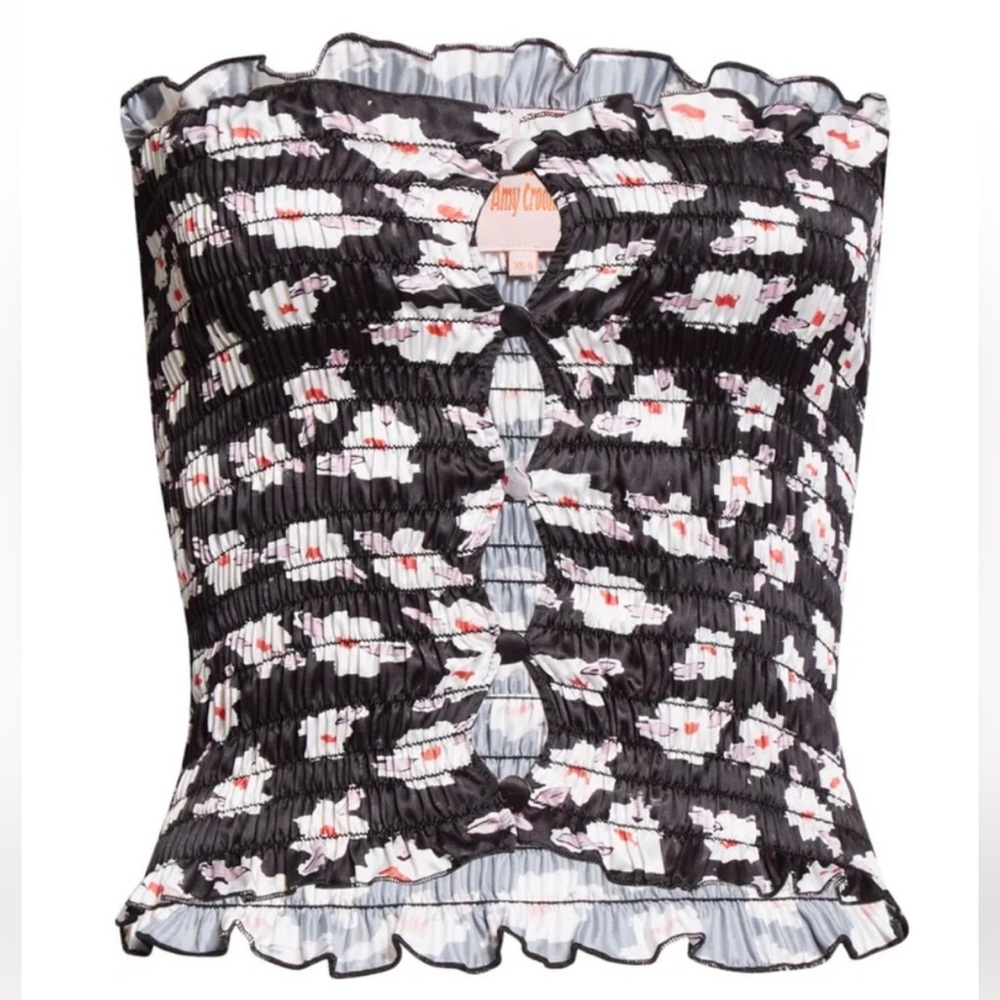 AMY CROOKES Floral Print Shirred Tube Top Size XS-S NWT $285